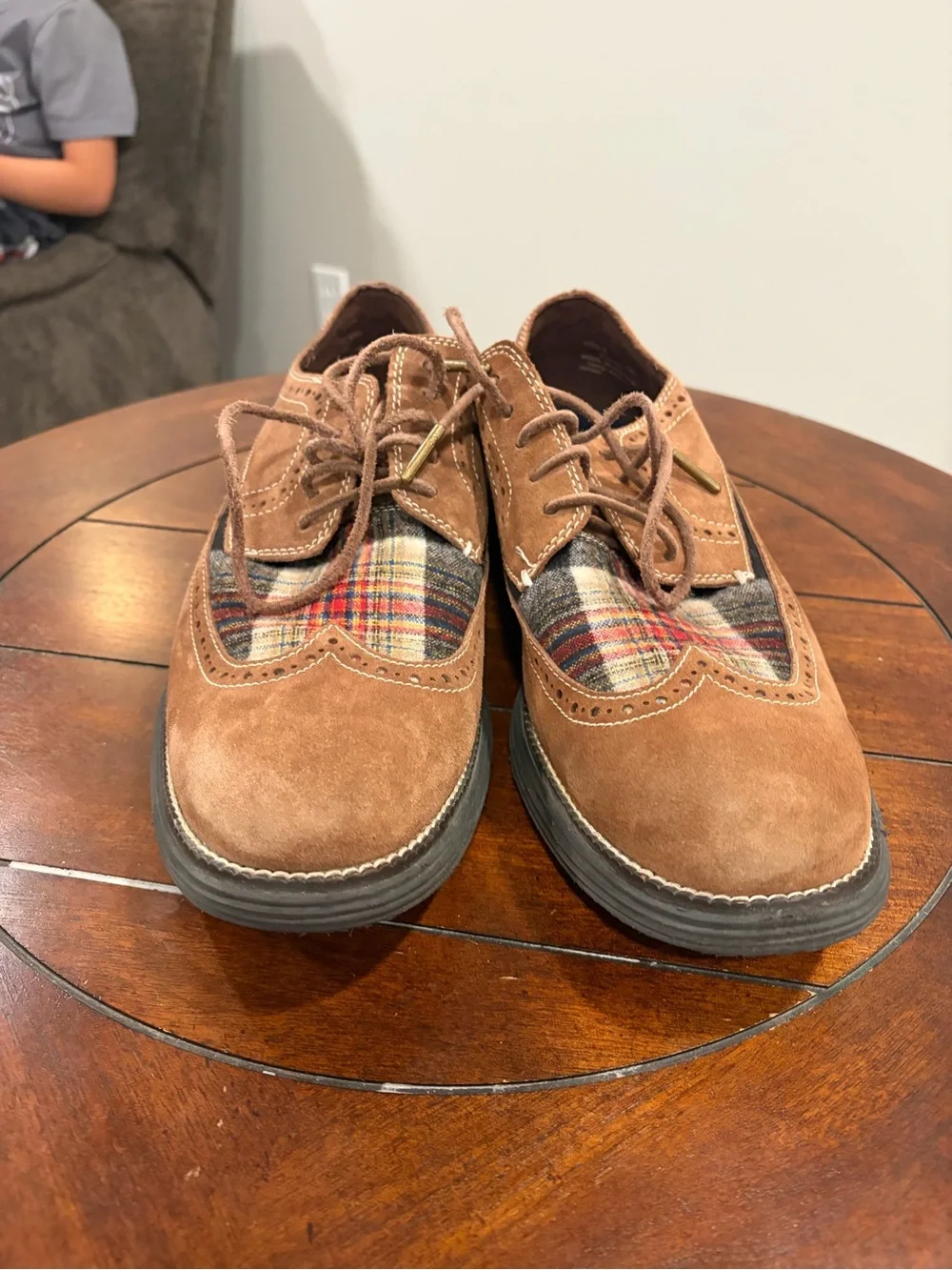 Cole Haan x Pendleton LunarGrand Wingtip Oxford Brown Suede Plaid Men’s Size 10